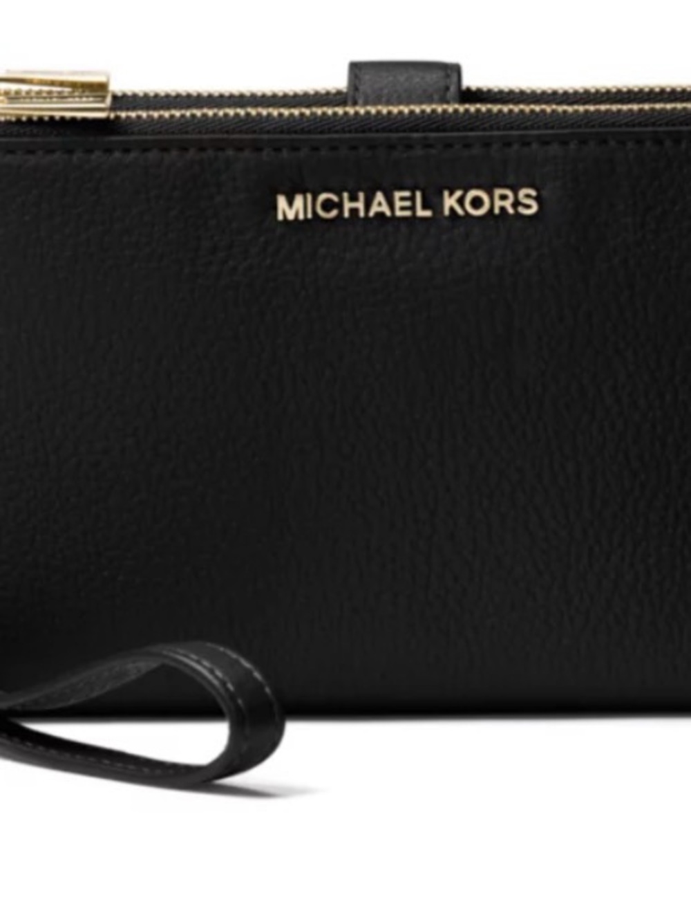 Michael Kors Jetset Black Leather Wristlet with Gold hardware